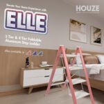 HOUZE - ELLE 3 Tier | 4 Tier Foldable Aluminum Step Ladder 3 Color [Pink | Blue | Green] - Compact | Space Saving